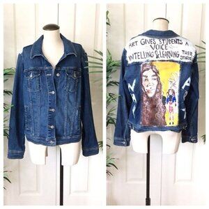 CUSTOM Old Navy XL Art Painted Jean Jacket